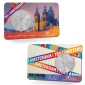 Nederland 2024:  750 jaar Amsterdam Vijfje 2024 UNC Verzilverd in coincard